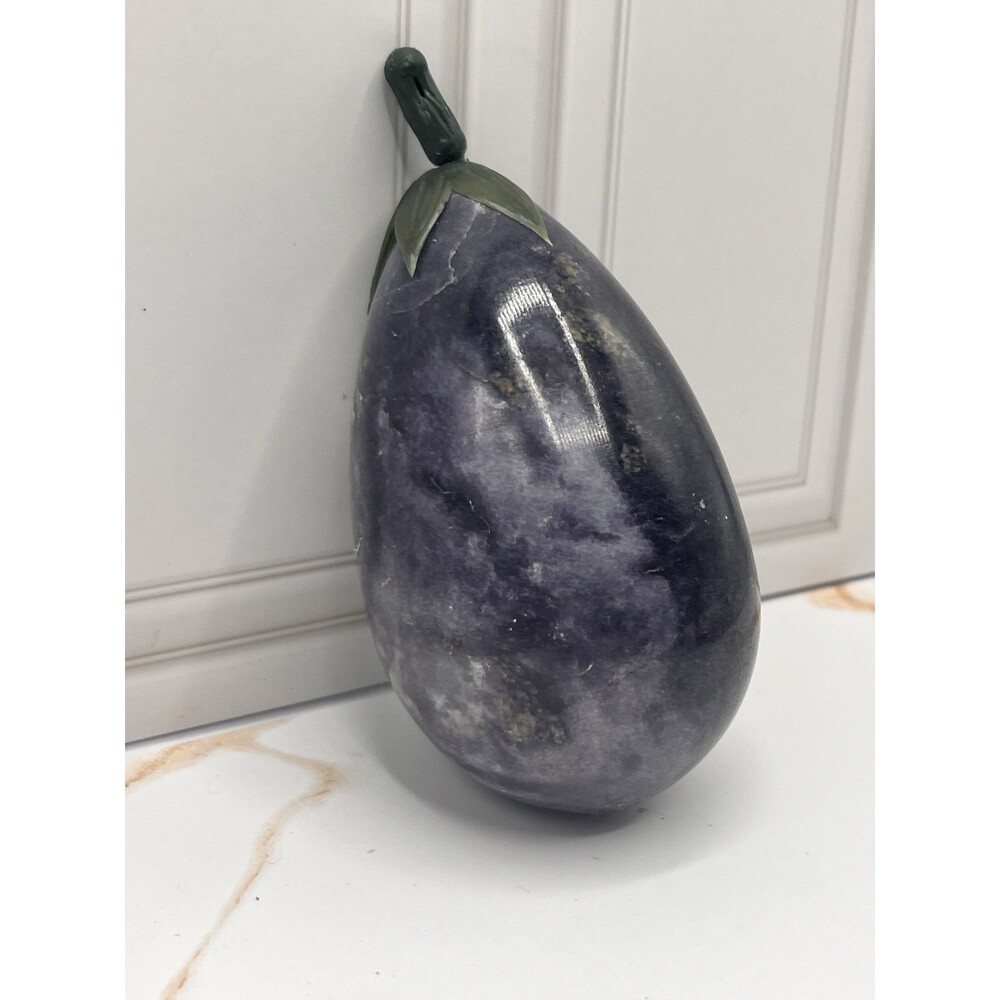 Rare Vintage Italian Alabaster Eggplant – Natural Un-Dyed Purple Stone